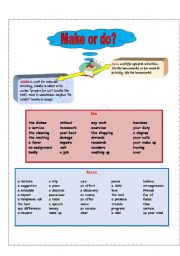 English Worksheet: Make or do