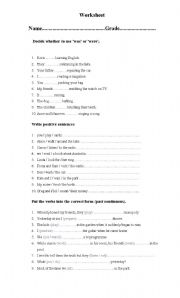 English Worksheet: Past Continuous exercises