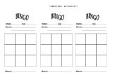 English worksheet: bingo cards