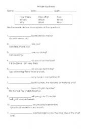 English worksheet: Fill in the blanks with correct words