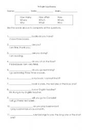 English Worksheet: Fill in the blanks with correct words