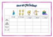 English Worksheet: Feelings, Chart for speaking, writing.