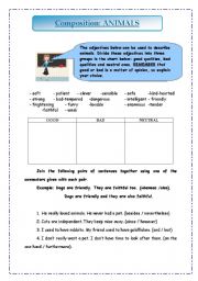 English Worksheet: WRITING A COMPOSITION ABOUT ANIMALS