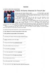 English Worksheet: Robbie Williams Attacked in French Bar
