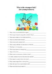 English Worksheet: WHO IS THE STRONGEST LINK? (for young learners)