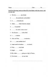 English worksheet: to be