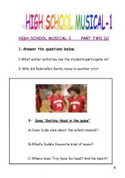 English Worksheet: High School Musical-1 part 2 and 3