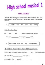 English Worksheet: High School Musical - 1 part 4 and 5