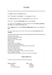 English Worksheet: Slangs