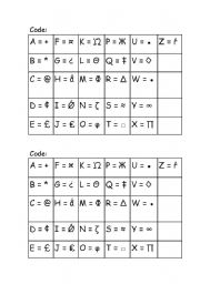 English worksheet: Code FACE ( 1 - 4 )