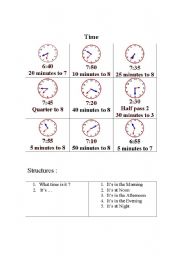 English worksheet: Time of the day