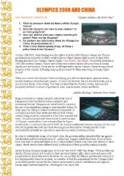 English Worksheet: Olympics 2008 in China