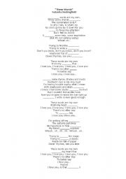 English worksheet: These Words by Natasha Bedingfield