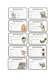 English Worksheet: Super student award