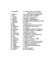 English Worksheet: Vocab Exam 1 Advanced