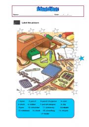 English Worksheet: School objects