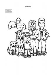 English Worksheet: the family - coloring