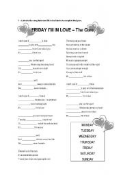 English Worksheet: Friday Im in love - The Cure