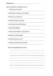 English worksheet: Questions and Answers