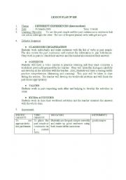 English worksheet: LESSON PLAN 1