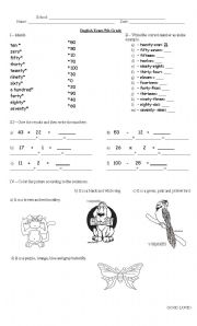 English Worksheet: Numbers and Colors