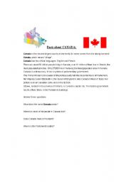 English worksheet: Canada facts