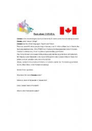 English Worksheet: Canada facts