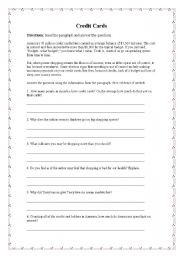 English worksheet: Credit Cards