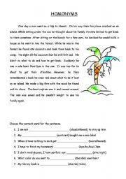 English Worksheet: Homonym Story