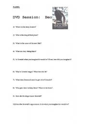 English Worksheet: Dvd Session: Beowulf - the movie