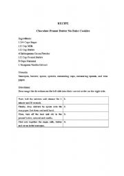 English Worksheet: No Bake Cookie Recipe Lesson