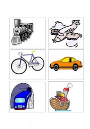 English Worksheet: Transportation Game Cards (1/4)