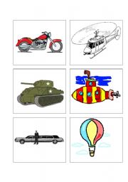 English Worksheet: Transportation Game Cards (3/4)