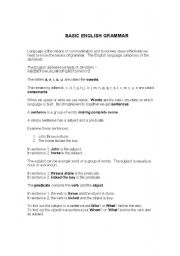 English worksheet: BASIC ENGLISH GRAMMAR