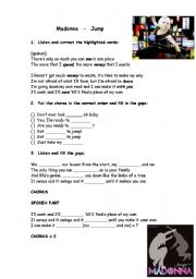 English Worksheet: Madonna- Jump