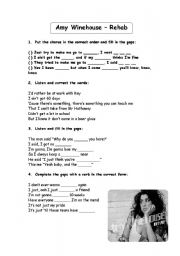 English Worksheet: Amy Winehouse Rehab