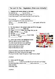 English Worksheet: Sugababes - Too Lost In You