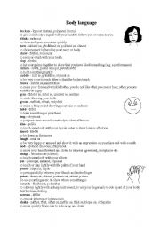 English Worksheet: body language