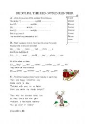 English Worksheet: Rudolph the Red Nose Reindeer
