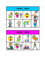 English Worksheet: FEELINGS - BINGO