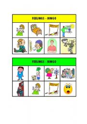 English Worksheet: FEELINGS BINGO PART 2