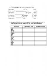 English Worksheet: Comparatives and superlatives