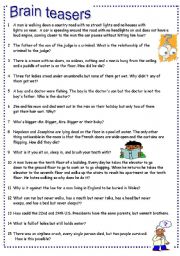 English Worksheet: Brain teasers Part 3