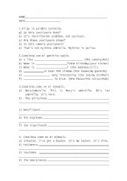English worksheet: Possessives