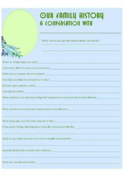 English Worksheet: Our family History