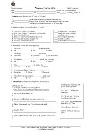 English Worksheet: Test grammar structures and vocabulary