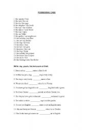English worksheet: possessives pronouns