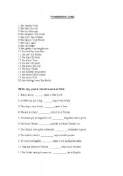 English Worksheet: possessives pronouns