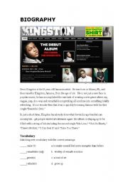 English worksheet: Biography:Sean Kingston