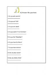 English worksheet: Answer the questions